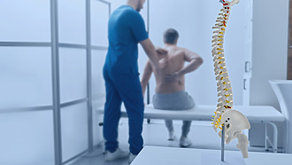 Examination by a doctor and an image of the spine