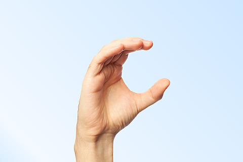 Example of hand exercises for arthritis - shaping the fingers into the letter C